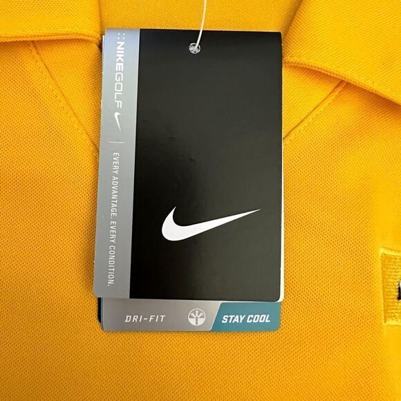 Nike ~ Womens Yellow Golf Polo ~ AC Machinery CAT ~ NWT ~ Drifit ~ size Large - Picture 6 of 9